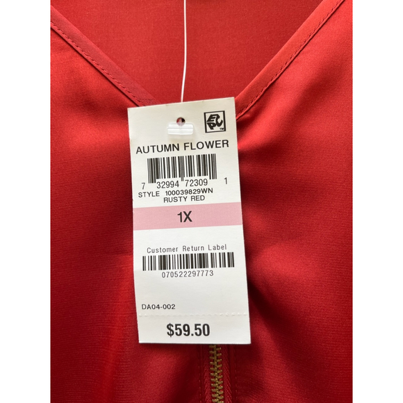 JM Collection Zip Front Blouse Plus Size - Picture 7 of 7